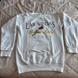 Vintage Murina Las Vegas Special Lady White Graphic Crewneck Sweatshirt